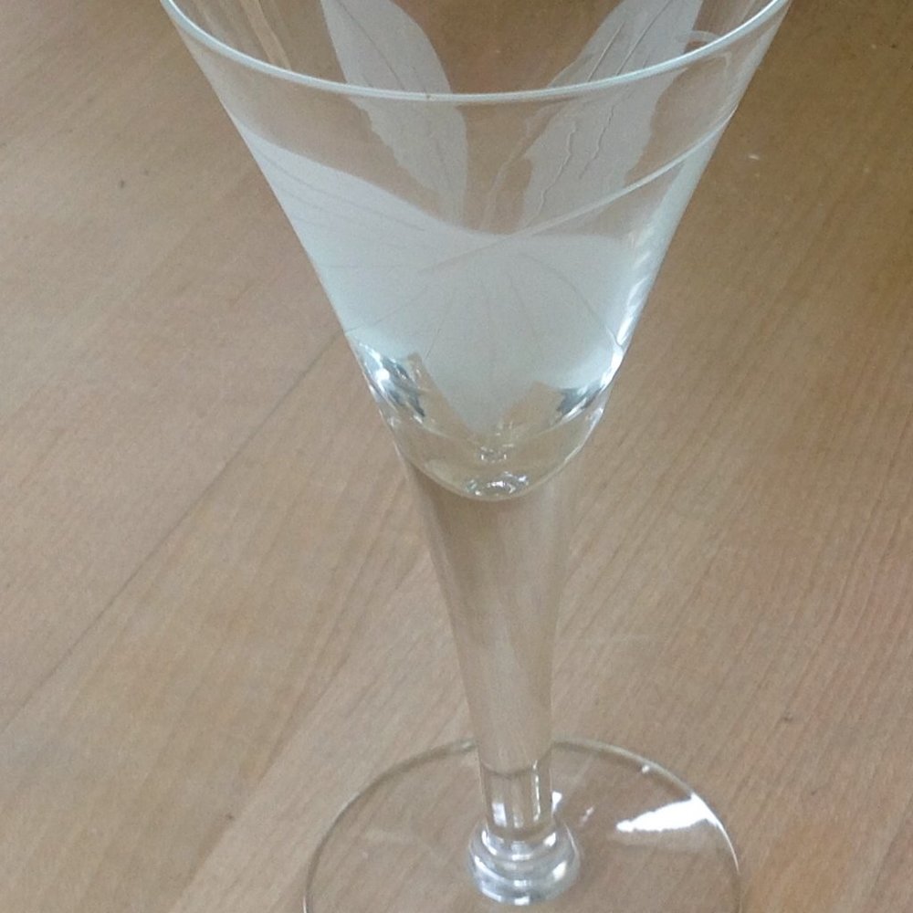 8 vintage etched glasses